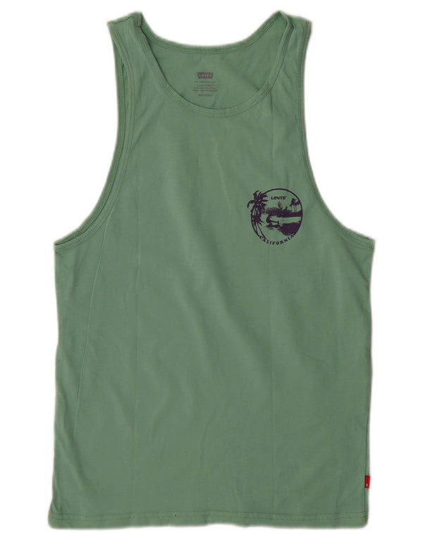 Levi's Womens Graphic Vest Top UK 6 XS Green Cotton
