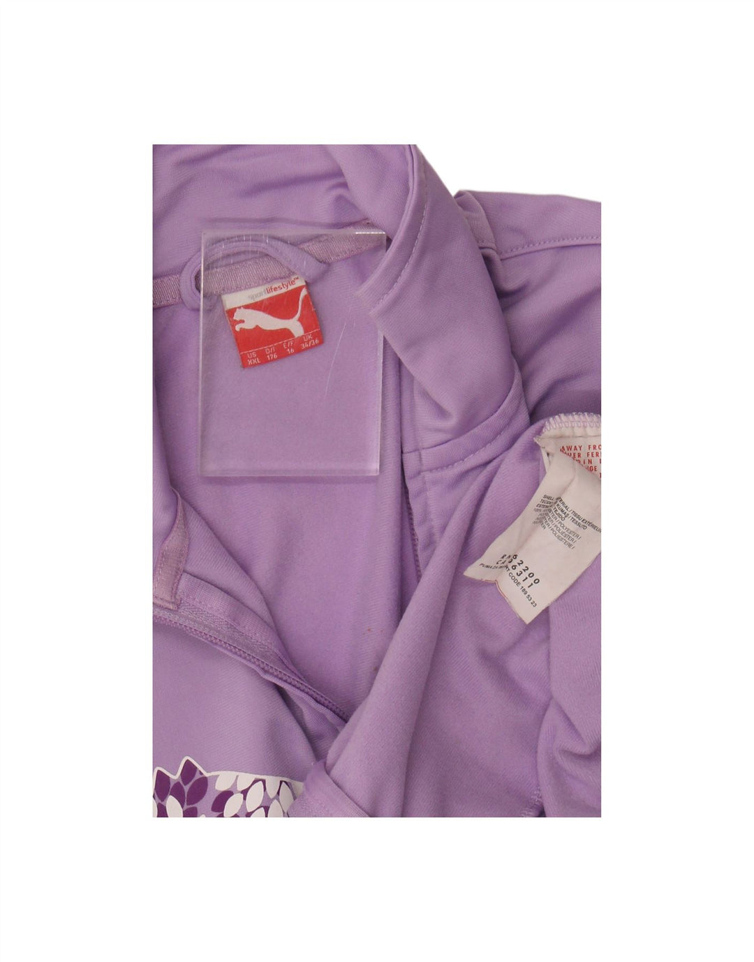 PUMA Girls Graphic Tracksuit Top Jacket 15-16 Years Purple Polyester