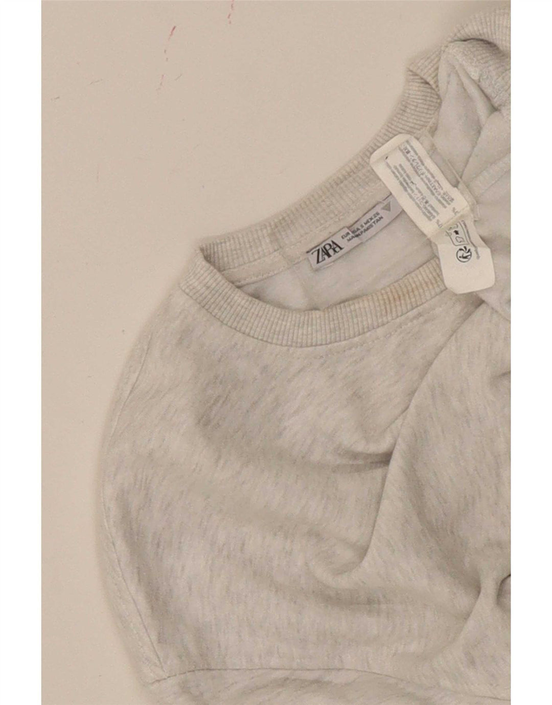 Felpa corta oversize da donna Zara UK 10 piccola grigia screziata