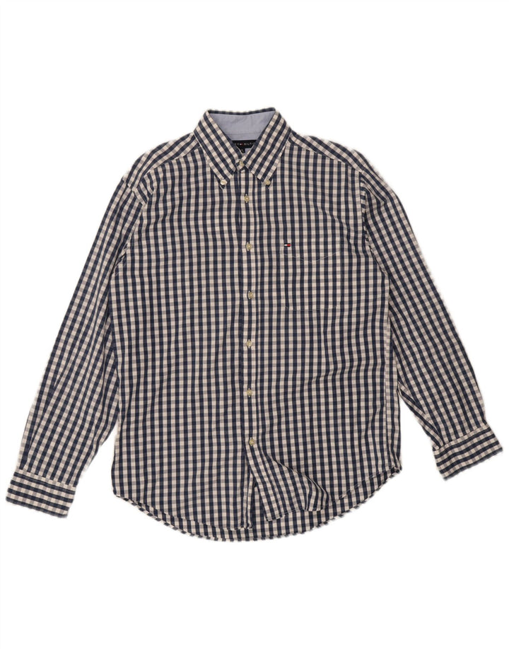 Camicia da uomo Tommy Hilfiger in cotone a quadretti blu navy medio