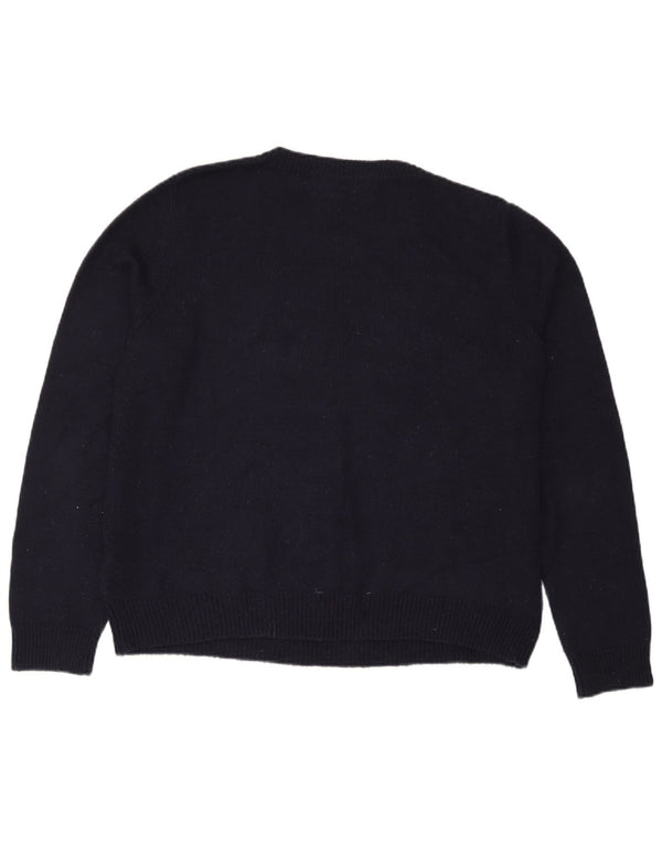 Maglione maglione girocollo da donna Marks & Spencer UK 18 XL Blu navy Natale