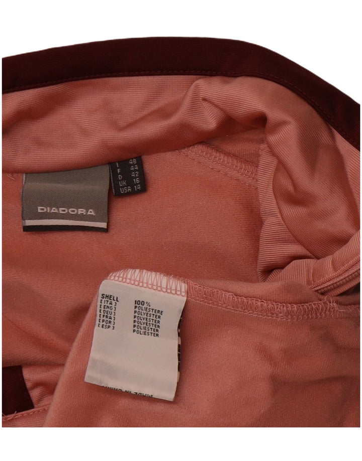 DIADORA Womens Tracksuit Top Jacket UK 16 Large  Pink Colourblock