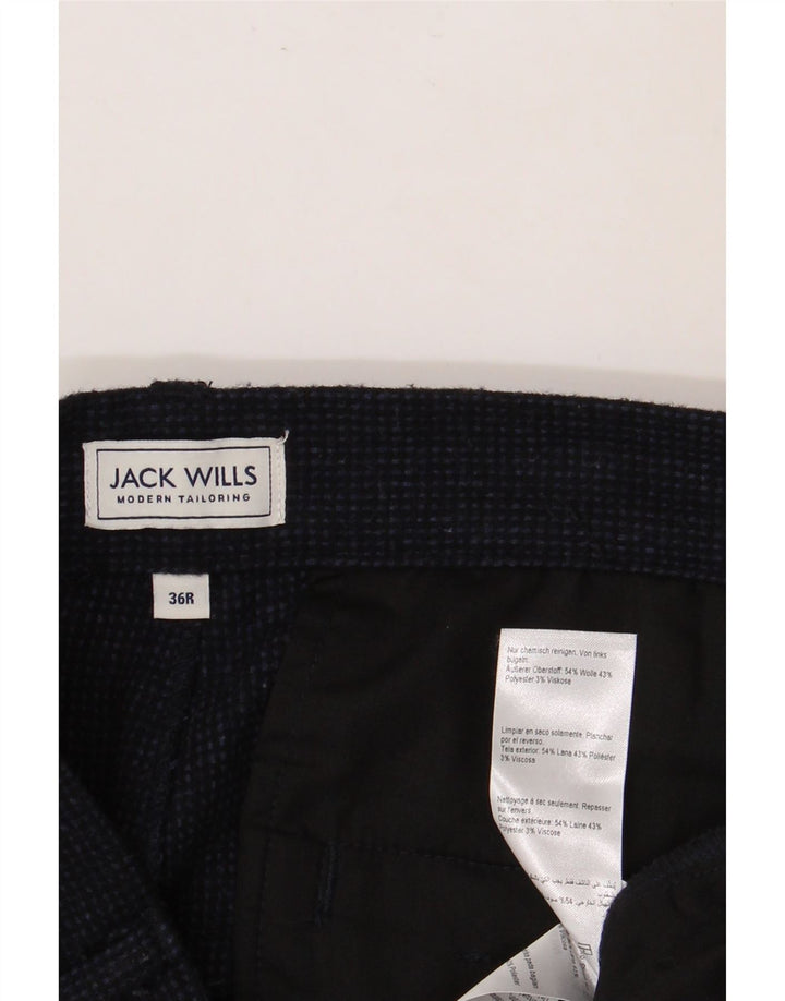 JACK WILLS Pantaloni chino da uomo con pegging W36 L27 Lana blu navy