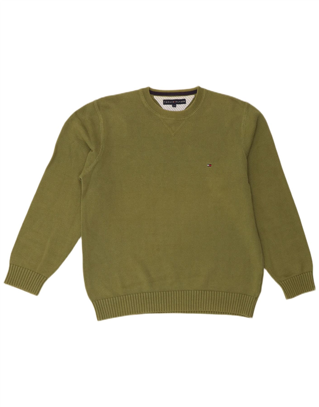 Maglione maglione girocollo da uomo Tommy Hilfiger grande cotone kaki