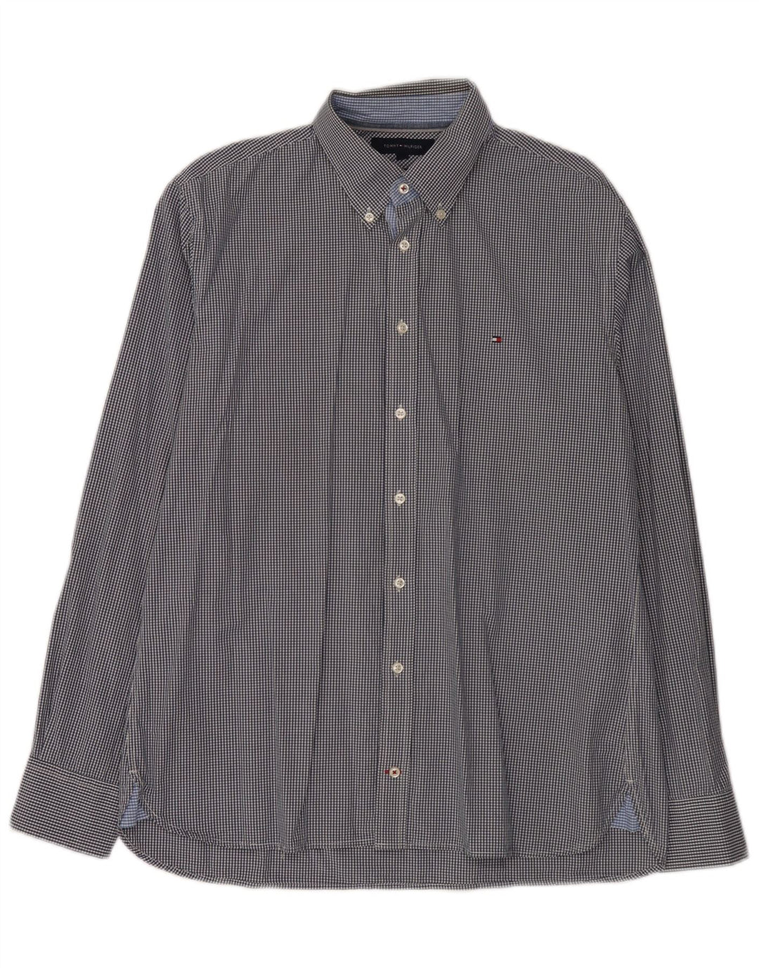 Tommy Hilfiger Camicia da uomo su misura misura grande in cotone a quadretti blu