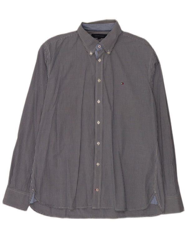 Tommy Hilfiger Camicia da uomo su misura misura grande in cotone a quadretti blu