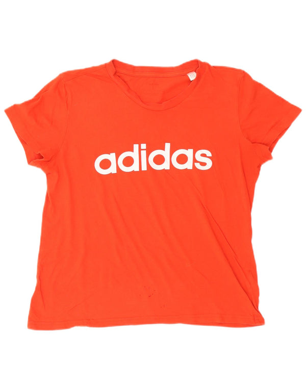 T-shirt grafica da donna Adidas Top UK 16/18 grande rossa in cotone