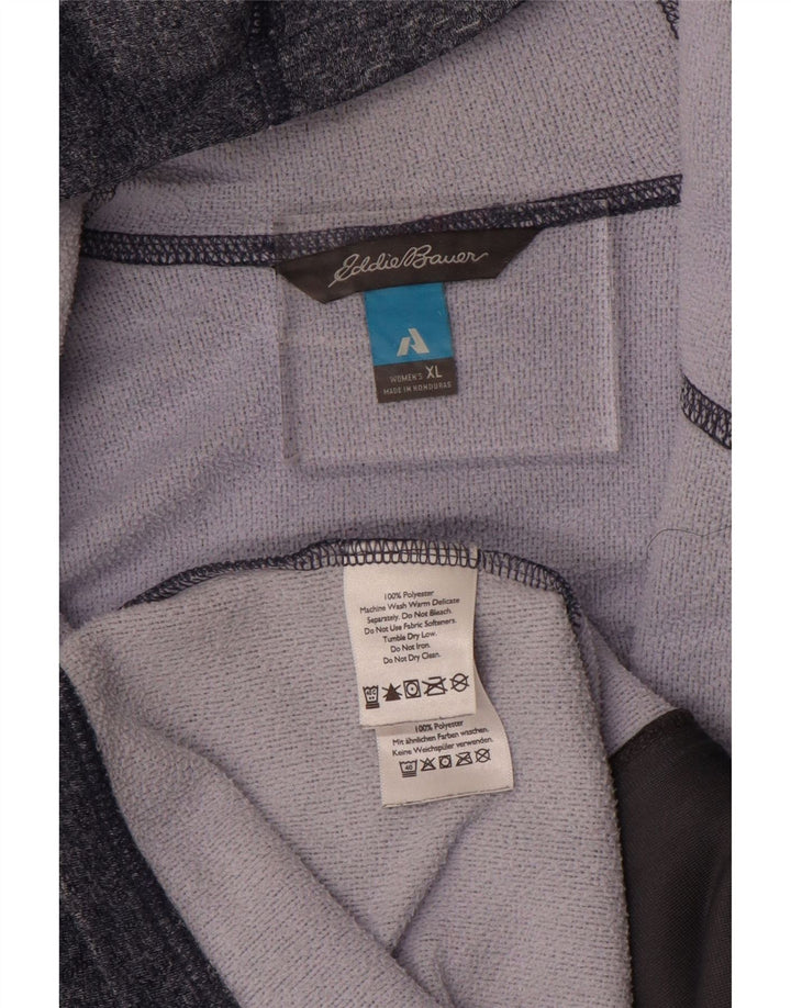 EDDIE BAUER Felpa con cappuccio e zip da donna UK 18 XL Poliestere screziato grigio