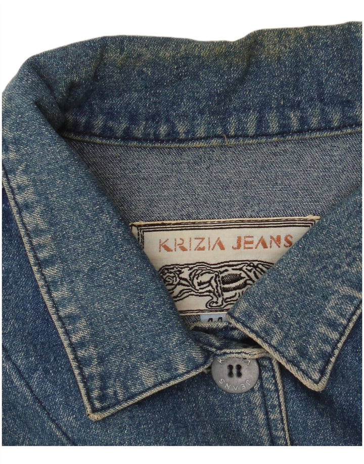 KRIZIA JEANS Giacca in denim corta oversize da donna IT 44 Blu medio floreale