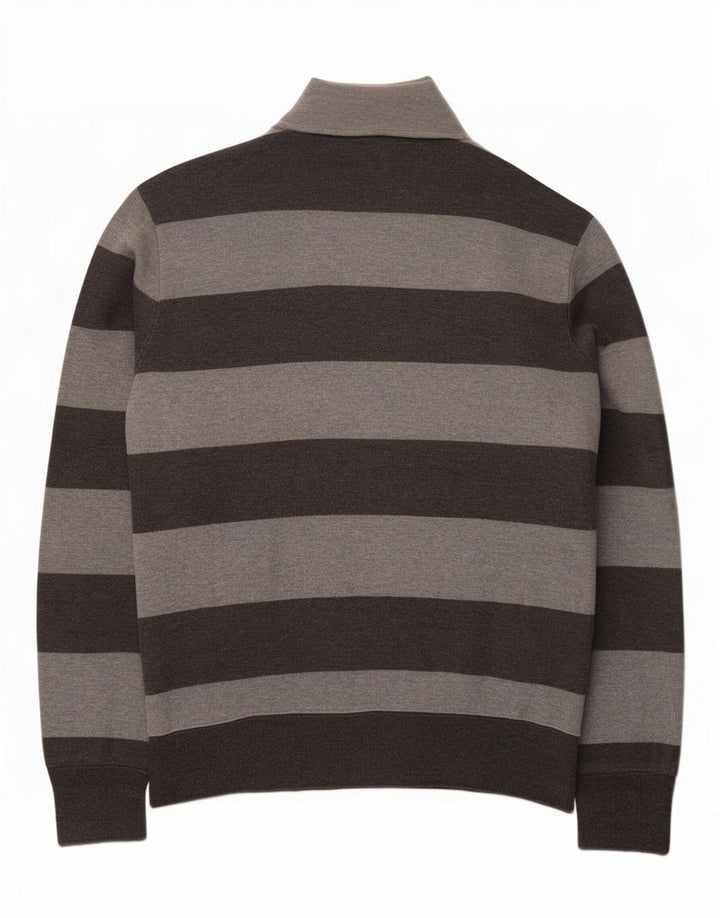 Gant Maglione da uomo con collo a bottoni XL in cotone a righe grigie