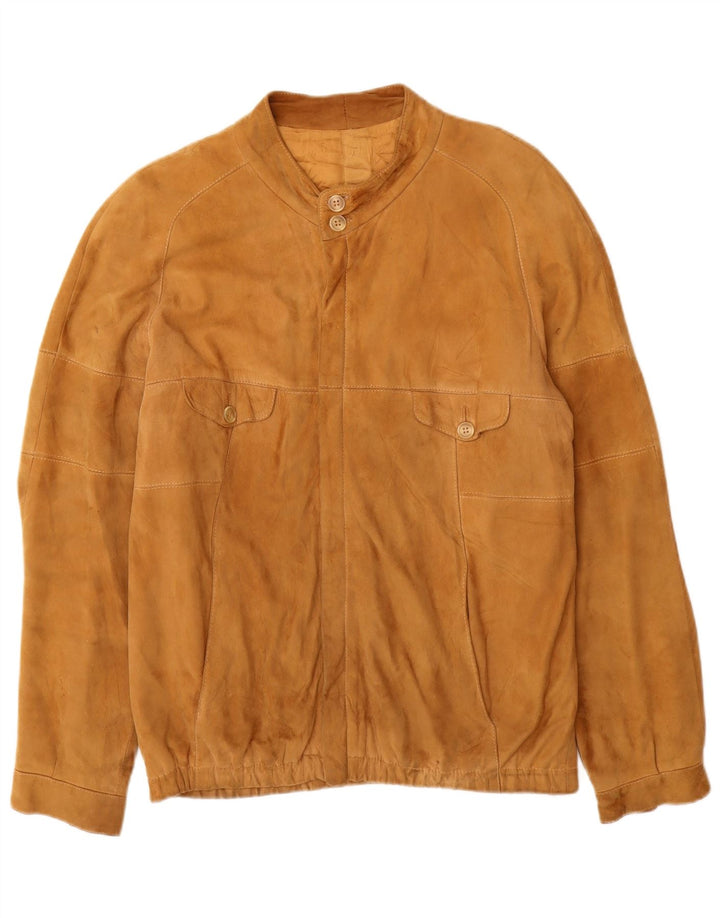 Giubbotto bomber in pelle scamosciata vintage da uomo UK 38 Marrone medio