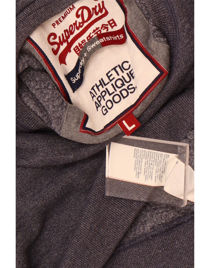 Felpa grafica da uomo Superdry Maglione grande cotone screziato blu navy