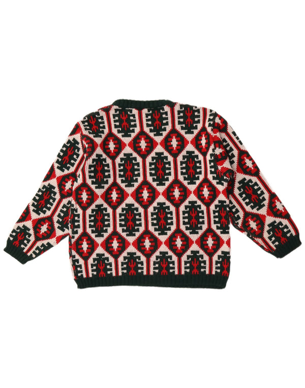 Maglione maglione girocollo da donna vintage IT 48 XL multicolore geometrico