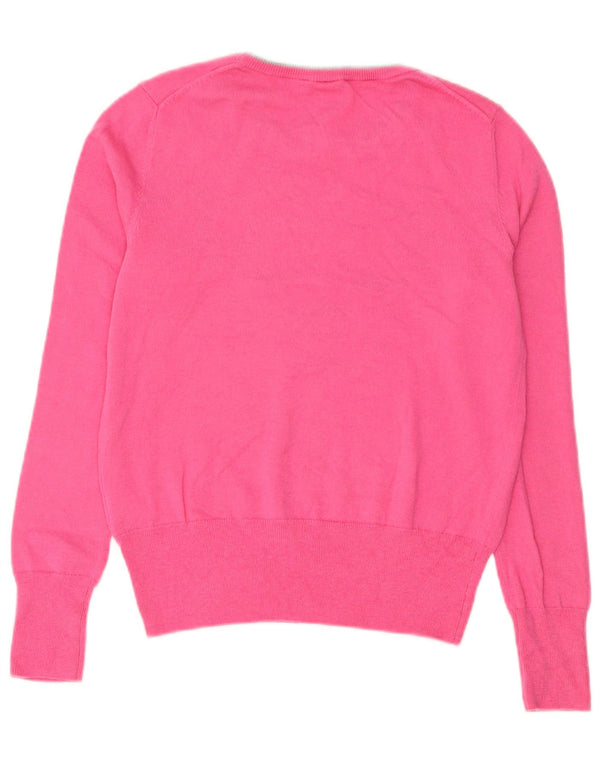 Gap Donna Maglione con Collo a Barca Maglione UK 10 Piccola Novità in Nylon Rosa