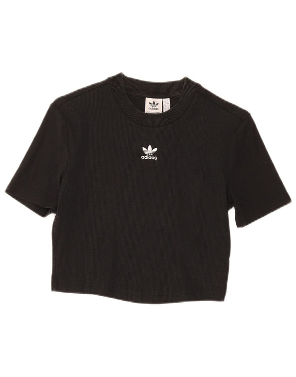 T-shirt corta da donna Adidas UK 12 cotone medio nero