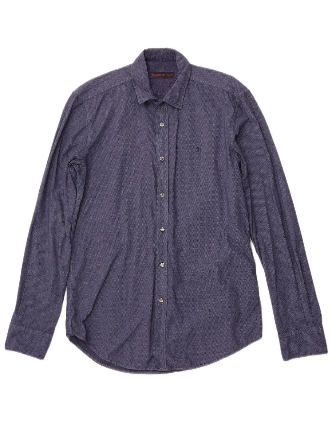 Camicia da uomo TRUSSARDI JEANS taglia 38 media in cotone geometrico blu navy