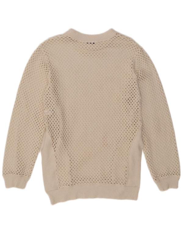 Maglione da donna Zara con scollo a barca all'uncinetto UK 10 piccolo bianco sporco
