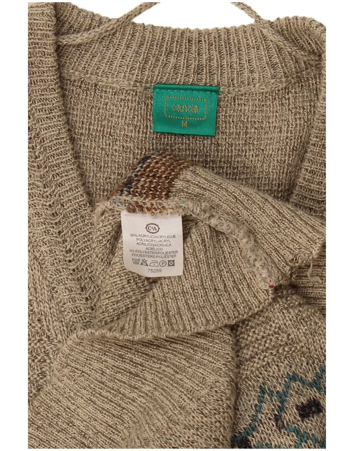 Maglione CANDA da uomo con scollo a V, acrilico geometrico beige medio