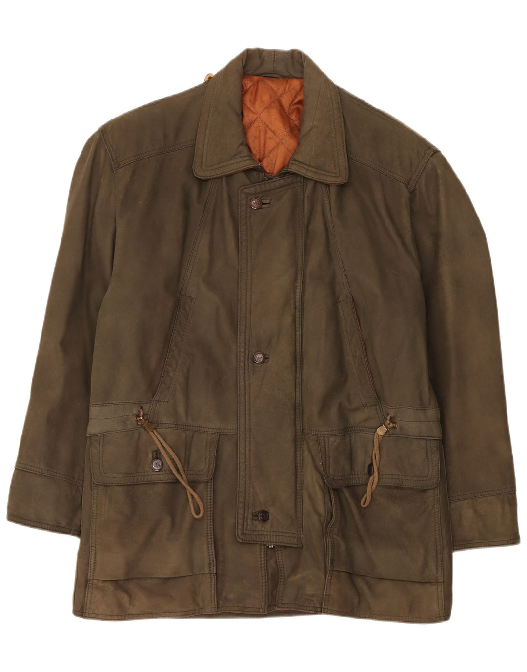 Giacca in pelle vintage da uomo UK 42 XL in pelle kaki