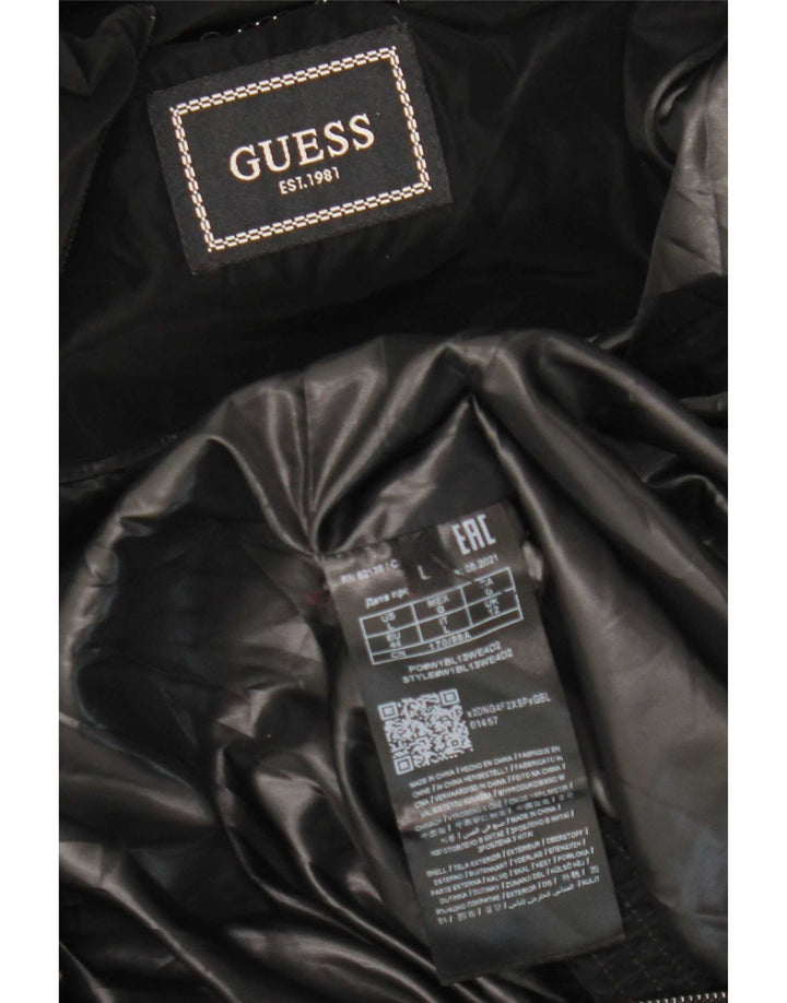Giacca imbottita con cappuccio da donna Guess UK 12 Medium Nero Poliestere