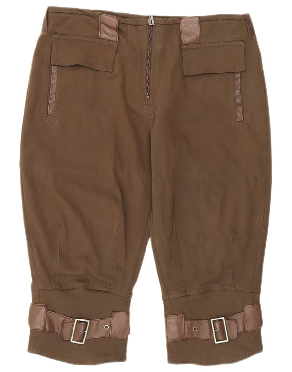 Dondup Pantaloni Capri Trachten a vita alta da donna W30 L17 in cotone marrone