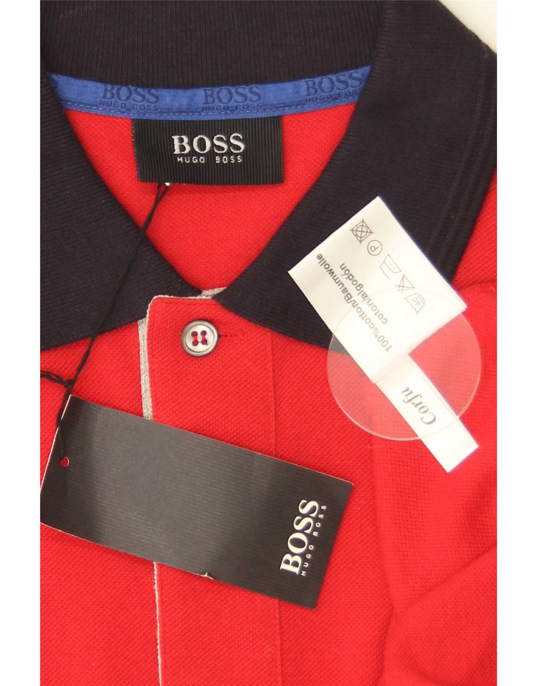 Polo da uomo Hugo Boss grande in cotone color block rosso
