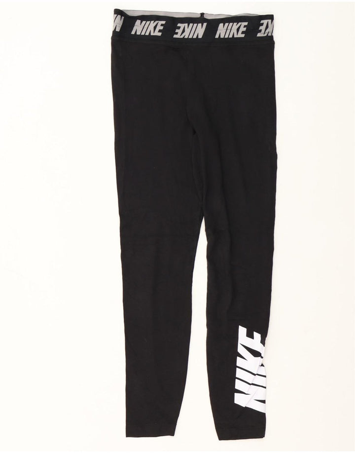 NIKE Womens Graphic Leggings UK 12 Medium  Black Cotton Vintage Nike and Second-Hand Nike from Messina Hembry 