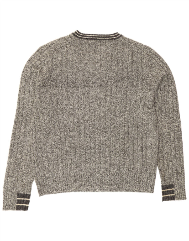 Maglione da uomo con scollo a V Harmont & Blaine in lana d'agnello screziata grigia piccola