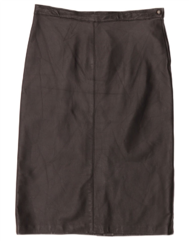 Gonna in pelle vintage da donna W30 media nera