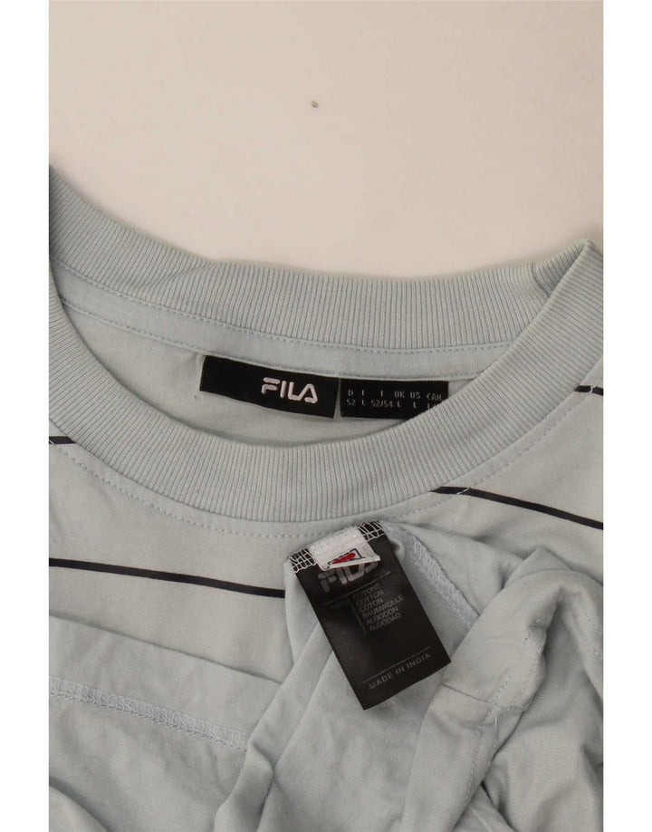 T-shirt grafica da uomo Fila Top in cotone a righe grigie grandi