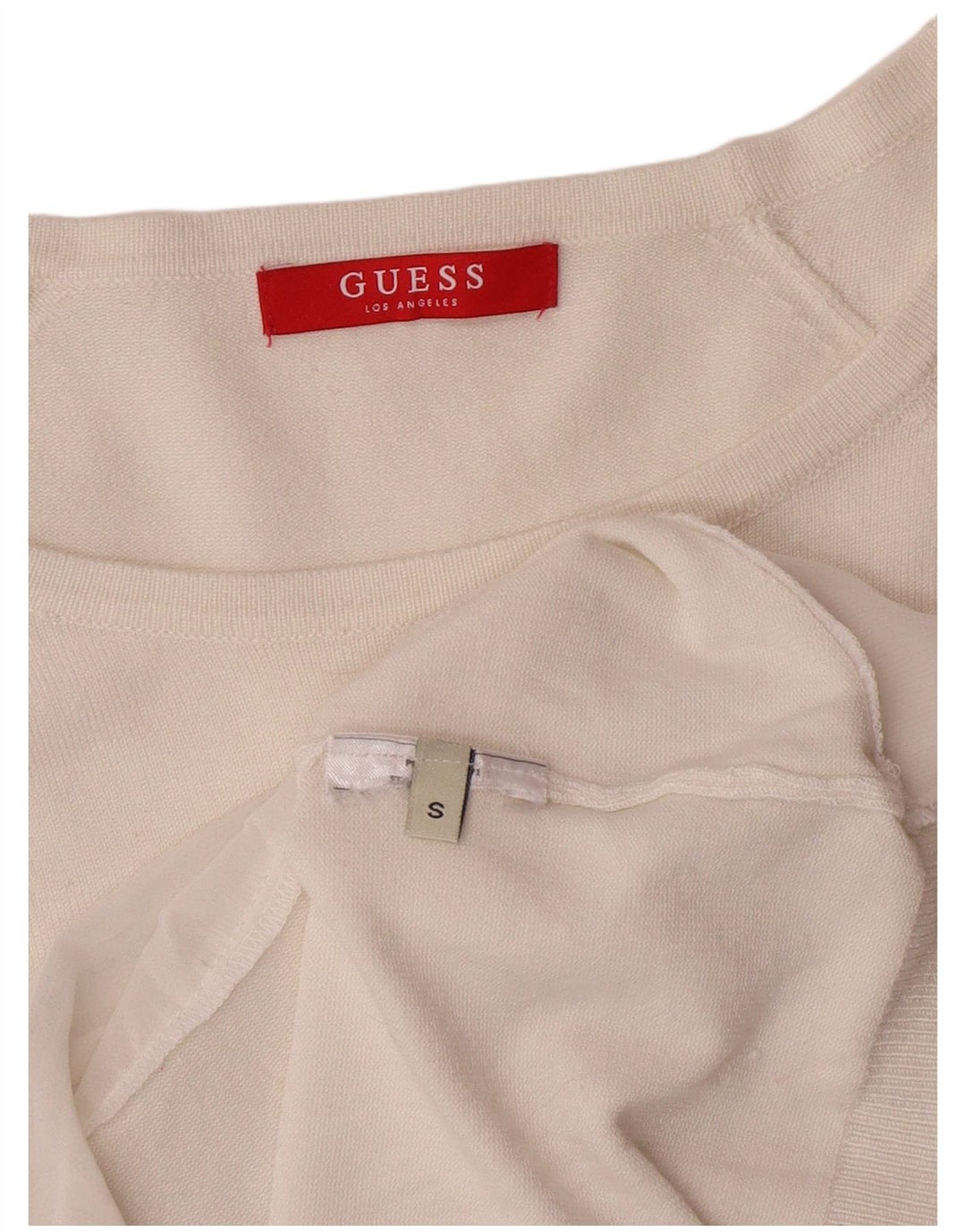Guess Maglione da donna con scollo a barchetta con grafica UK 10 Small Bianco