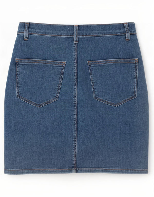 Gonna in denim da donna Topshop UK 12 media W26 cotone blu