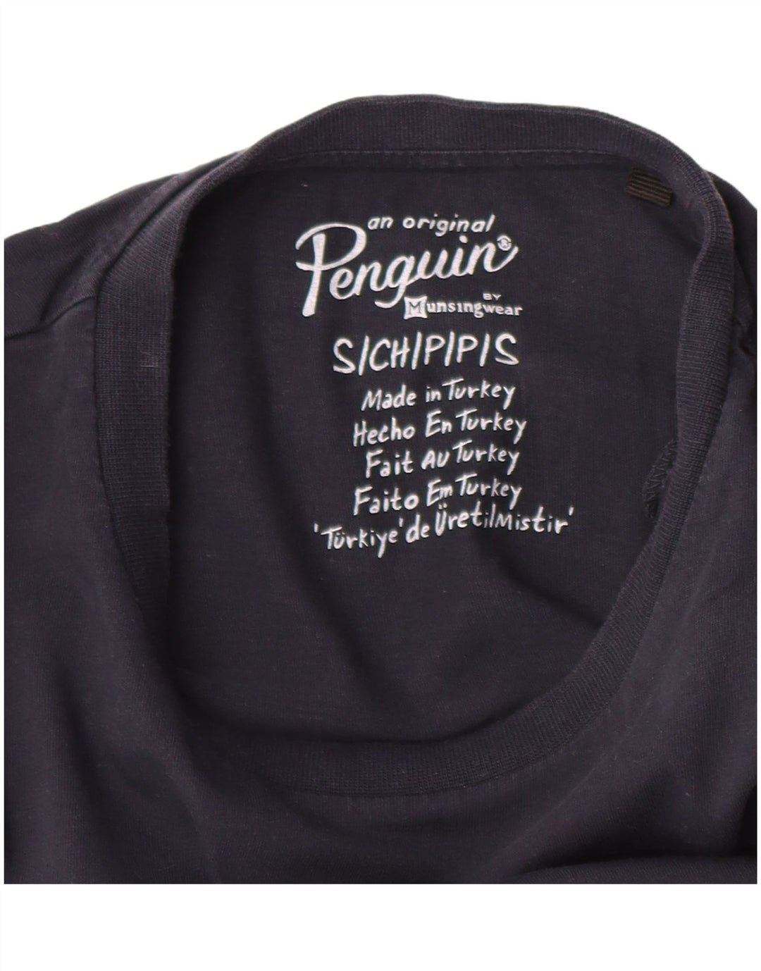 T-shirt grafica da uomo Penguin Top piccola in cotone blu navy