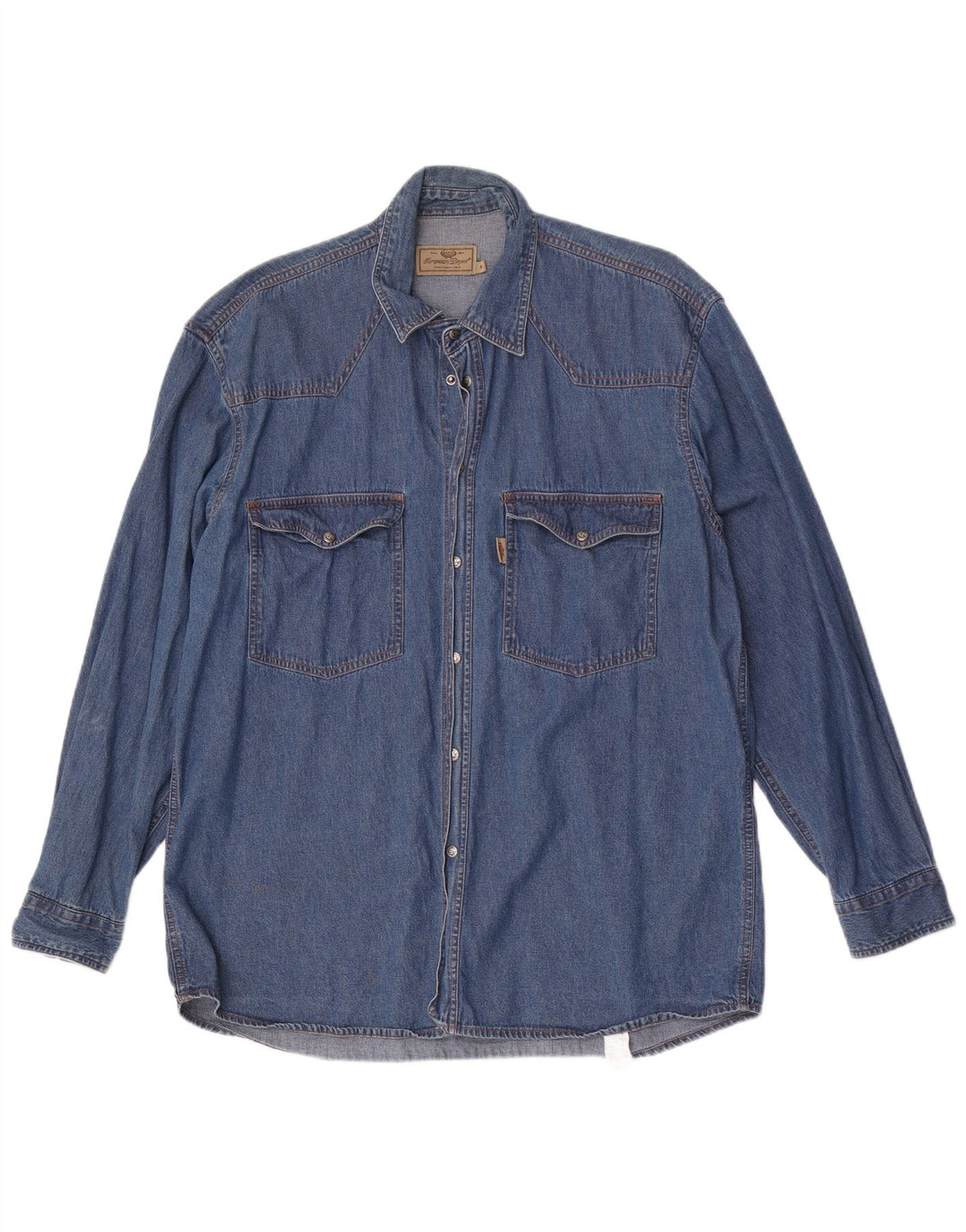 Camicia di jeans da uomo del progetto europeo Cotone blu medio