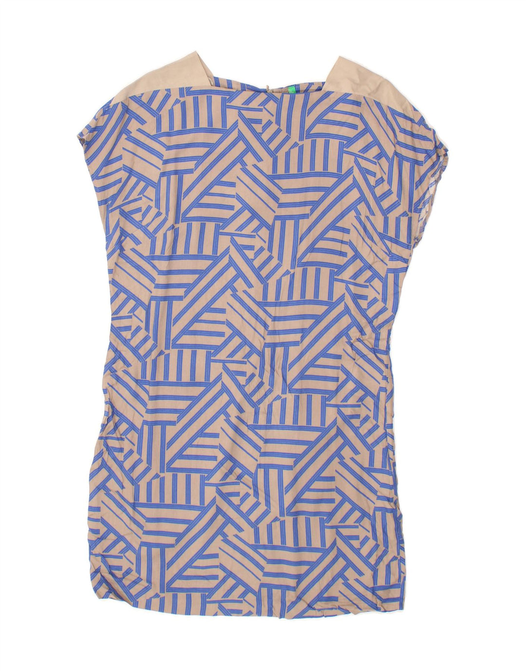 BENETTON Womens Abstract Pattern Sheath Dress UK 14 Large Blue Vintage Benetton and Second-Hand Benetton from Messina Hembry 