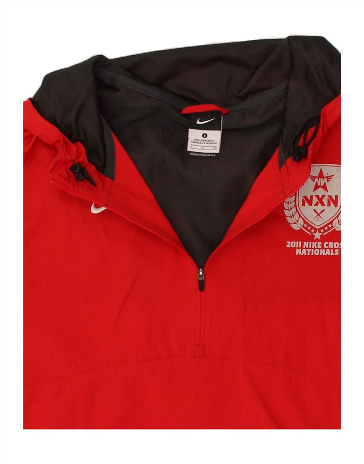 NIKE Mens Graphic Hooded Pullover Tracksuit Top Small Red Polyester Vintage Nike and Second-Hand Nike from Messina Hembry 