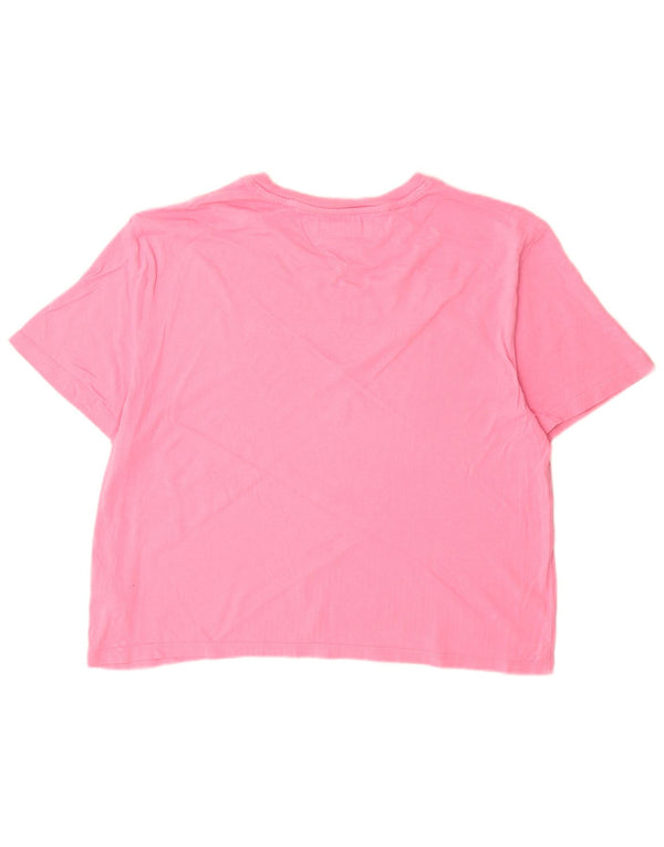 T-shirt grafica da donna Tommy Hilfiger Top UK 16 grande cotone rosa
