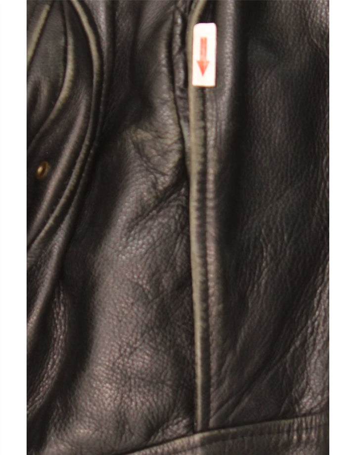 Giacca in pelle militare vintage da uomo UK 42 XL nera
