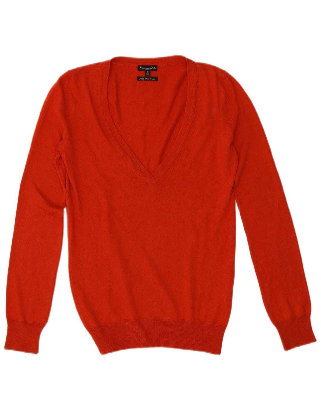 Maglione maglione da donna con scollo a V Massimo Dutti UK 10 piccolo seta arancione