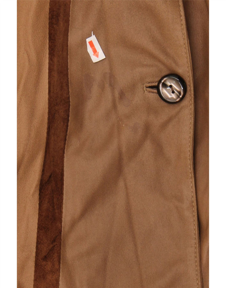 PRENS Womens Oversized Leather Jacket UK 14 Medium Brown Striped Vintage Prens and Second-Hand Prens from Messina Hembry 