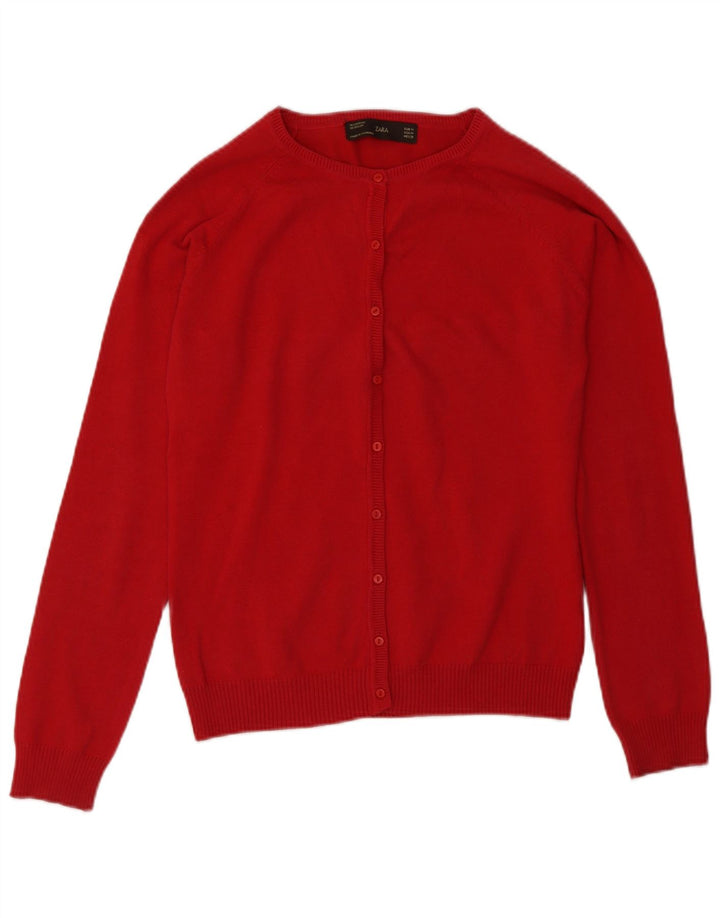 Maglione cardigan da donna Zara UK 12 cotone rosso medio