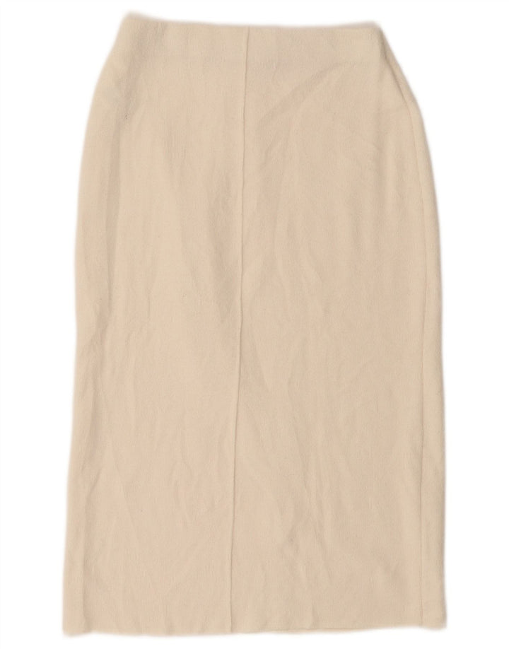 Gonna dritta midi da donna ZARA piccola W26 poliestere bianco sporco