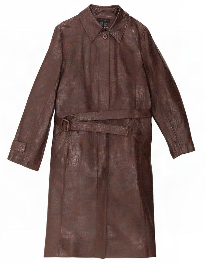 Soprabito da donna in ecopelle Zara UK 12 Poliestere con stampa animalier marrone medio