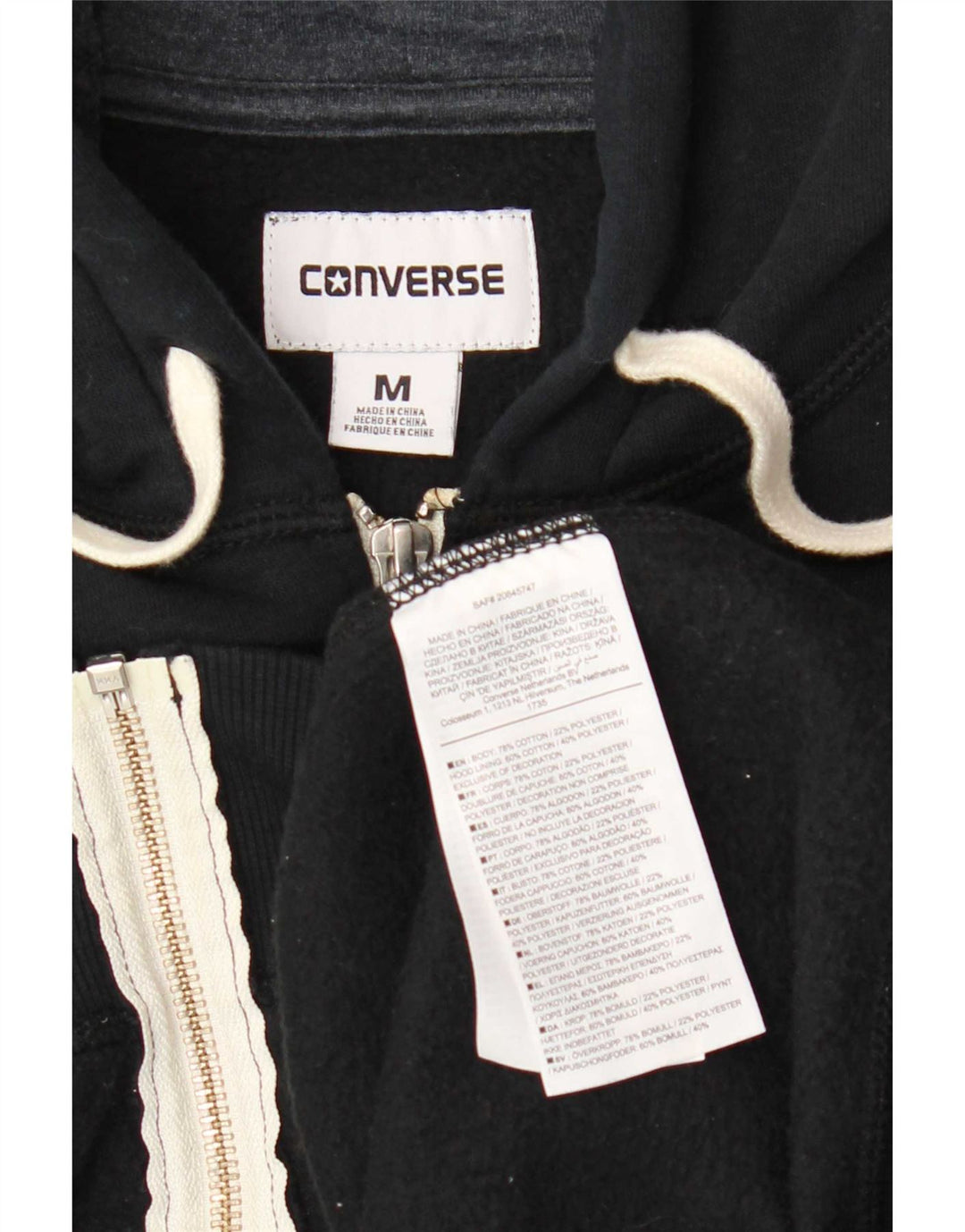Maglione con cappuccio e zip da uomo Converse in cotone blu navy medio