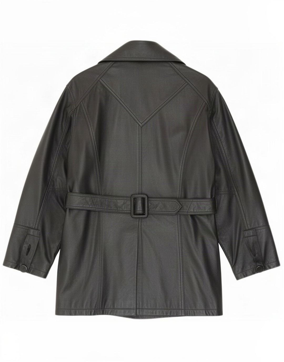 Cappotto in pelle vintage da donna UK 12 medio nero