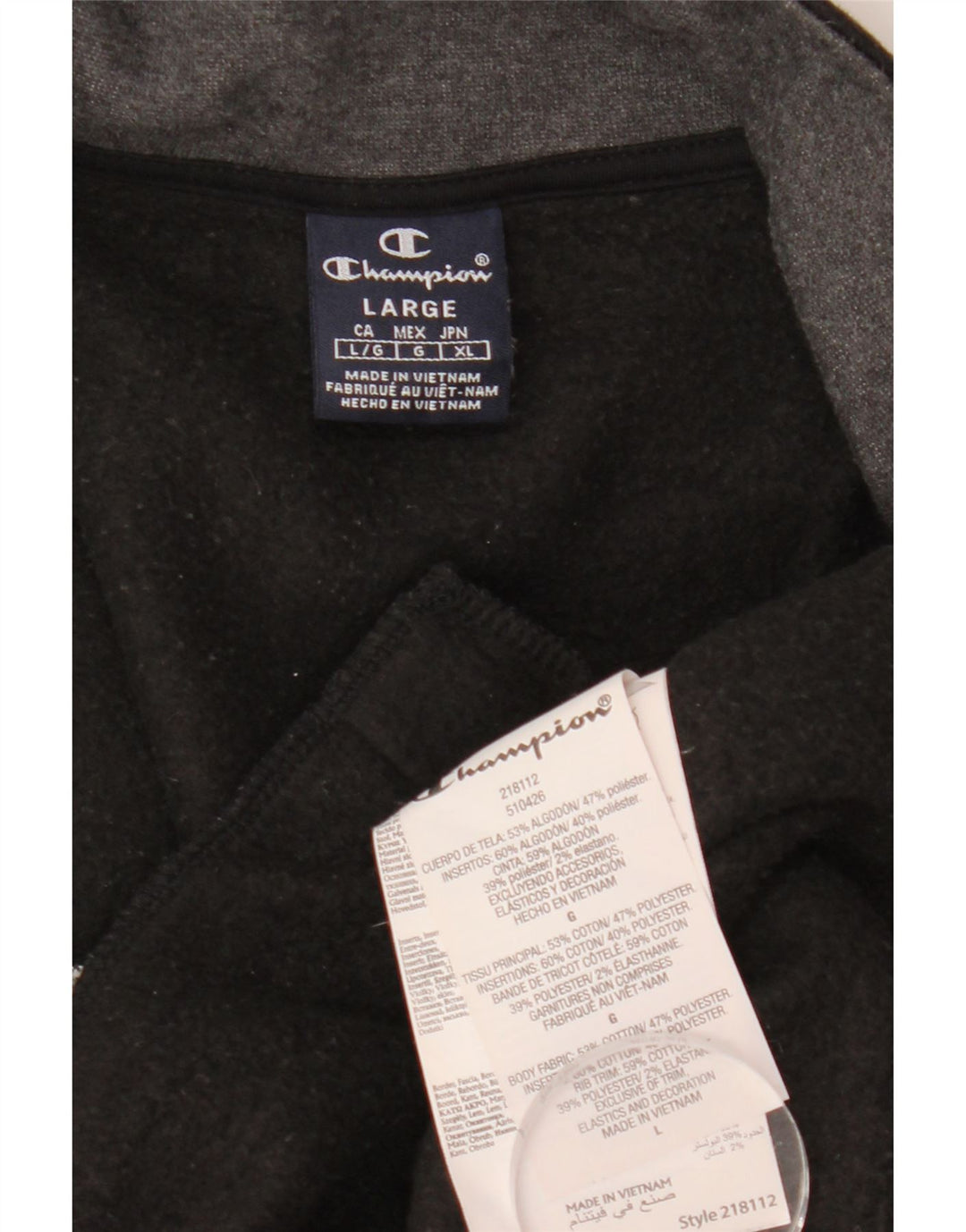 Giacca da tuta da uomo Champion, grande, in cotone color block nero