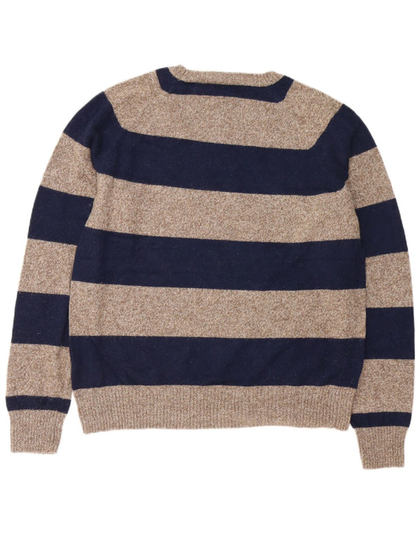 J. CREW Maglione maglione girocollo da uomo grande in poliammide a righe blu navy