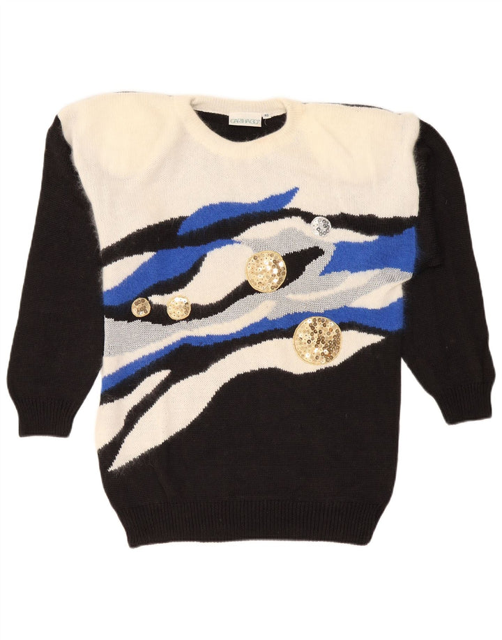 CARTHAGO Womens Boat Neck Jumper Sweater EU 40 Medium Black Colourblock Vintage Carthago and Second-Hand Carthago from Messina Hembry 