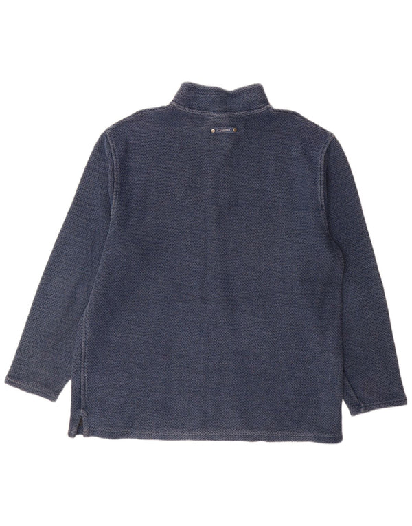 Felpa da uomo con collo con zip Weird Fish, maglione XL, cotone blu navy