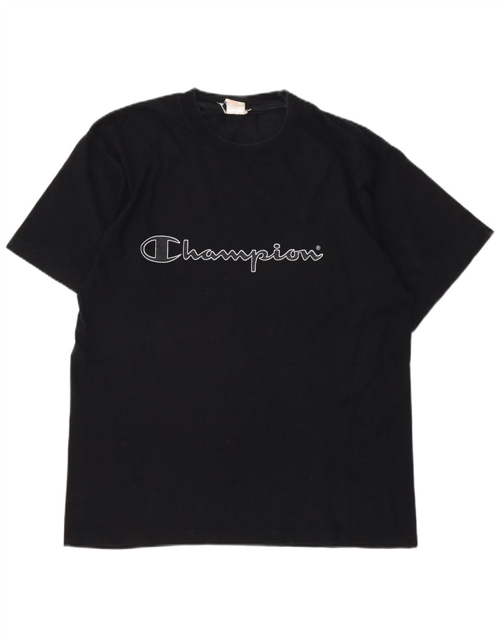 T-shirt grafica da uomo CHAMPION Top in cotone nero medio